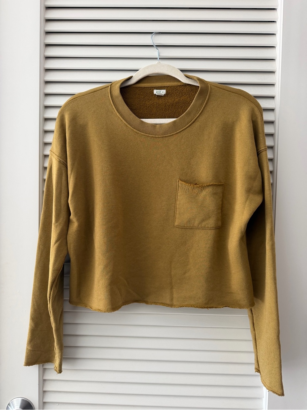 aerie Cropped Pocket Sweatshirt in Mustard Gold